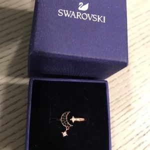 Swarovski moon and star ring